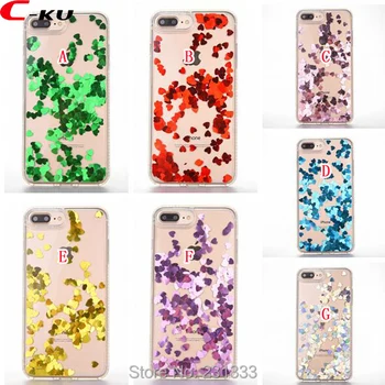 

C-ku Liquid Quicksand Diamond Bling Hard PC TPU Case For Iphone X 8 8th 7 PLUS 7plus 6 6S Glitter Heart Clear Cover Skin 100pcs