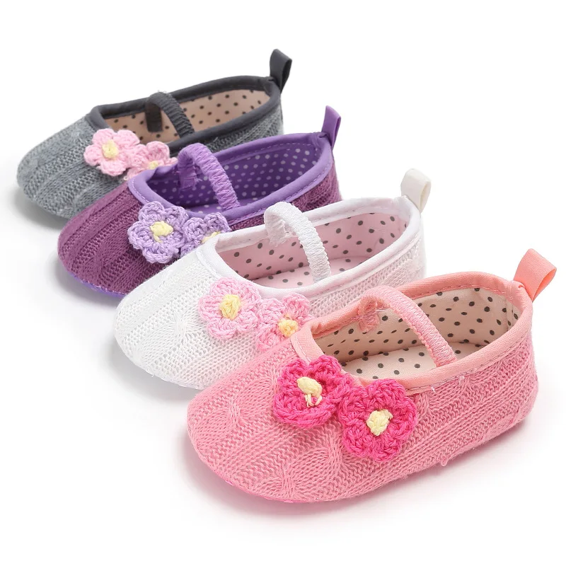 Новинка; милая Трикотажная хлопковая обувь для маленьких девочек; мягкая подошва; цветочный принт; сплошного цвета принцесса; обувь