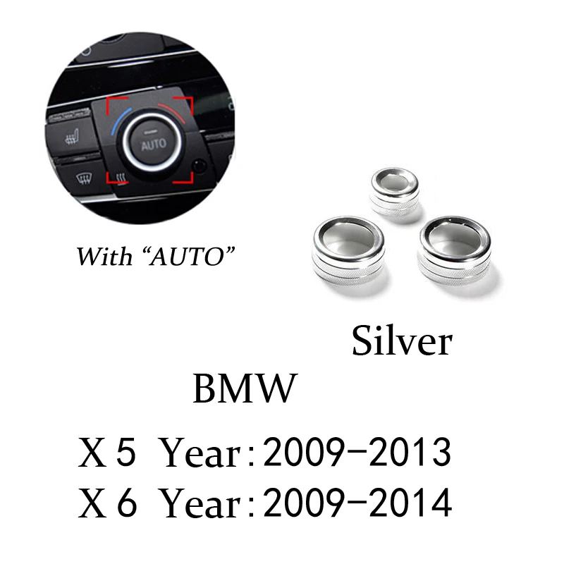 Стайлинга автомобилей Кондиционер ручки аудио Circle Trim аксессуары Пульт дистанционного управления для BMW 1 2 3 4 5 7 серия X1 X3 X4 X5 X6 F30 F10 F15 F16 F20 - Название цвета: Silver