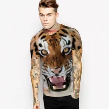 New Summer Cotton T-Shirts 3D Tiger Head Men’s T Shirts Short Sleeve Slim Fit Tops Big Size Tees Male Clothing Tshirt Homme