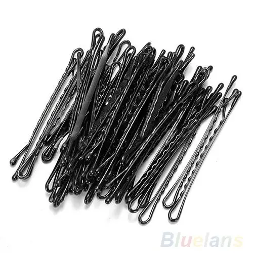 50 Pcs Metal Waved Hair Clips Bobby Salon Pins Grips Hairpins Barrette Black |