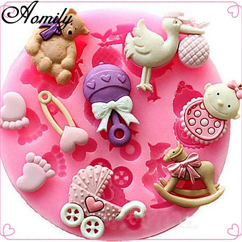Aomyly Baby Horse Bear игрушечные Формочки Силиконовые Мягкие для сахара, шоколада формочка «фасолинка» леденец, пудинг прекрасный подарок для