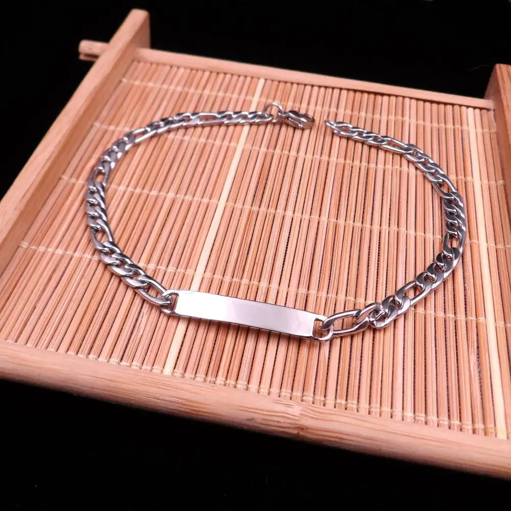 5pcs Lot ID Bracelet Stainless steel Gold for women men Gifts 4mm 8.66''