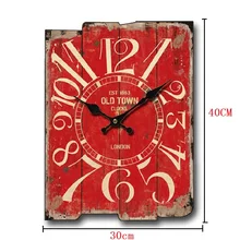 Meijswxj Clock Saat Relogio de parede Living room decorated wooden wall clocks Retro Creative Home Decoration Watch 30cm*40cm