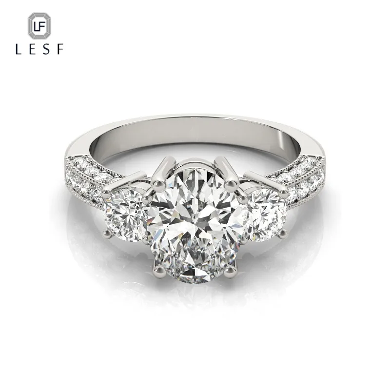 

LESF Real 925 Sterling Silver Jewelry Wedding For Women Brilliant Zircon Engagement Ring Support customization