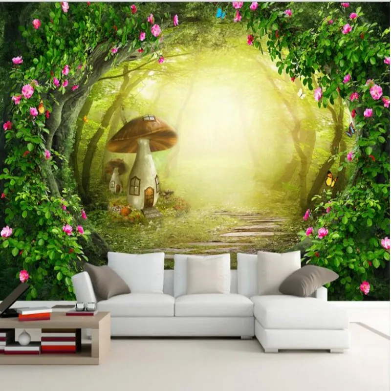 Beibehang Large custom wallpaper middle rattan only beautiful forest 3d pictures sitting room bedroom TV wallpaper for walls 3 d