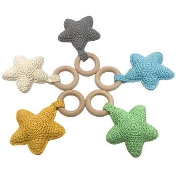 

Teething Wood Rattles Toys baby Nursing Pentagram Molar Toy DIY Jewelry Baby Molar Teether