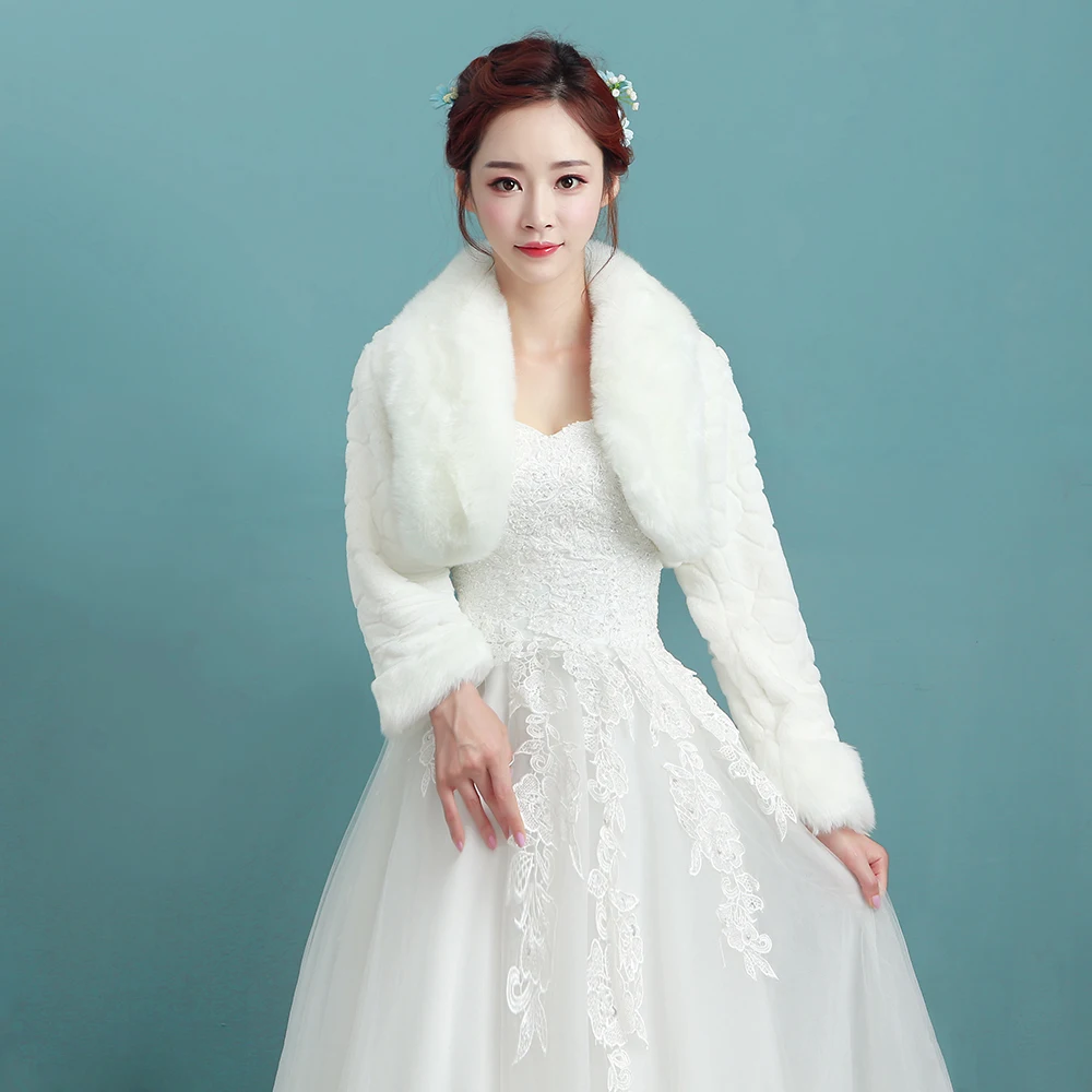 2018 Winter New Arrival Long Sleeve Faux Fur Bridal Jacket 2018 Winter New Arrival Long Sleeve Faux Fur Bridal Jacket Warm Boleros Wedding Shrug Price In Jackets Wrap From Weddings Events