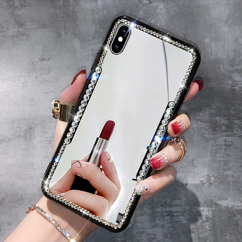 

Acrylic Phone Coque for Huawei P20 lite Mate 10 lite Glitter Shell for Honor 7c Y9 2019 Y7 prime 2018 Mirror Bling Case Cover