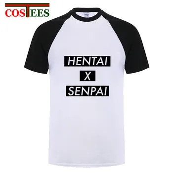 

Funny Japan style Mashup Tee Waifu Ahegao T-shirt homme fashion brand Hip hop Combintaion of Hentai X Senpai printed T shirt men
