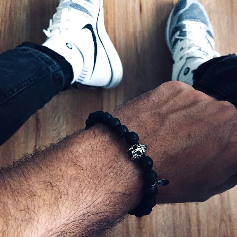 

Lava Stone Bracelet Sparta Men Bileklik Jewelry Beads Bracelets For Women Pulseras Mujer Friends Sieraden Bracciale Handmade