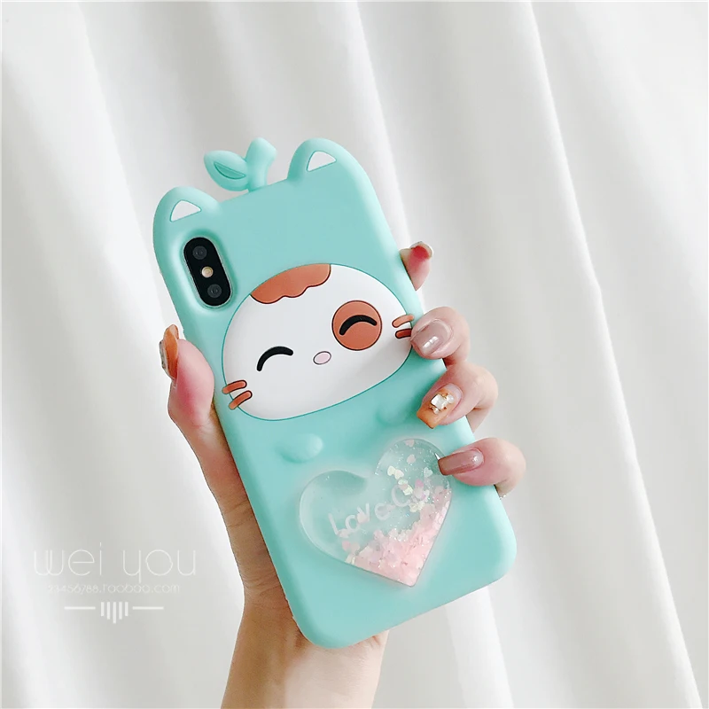 Противоударный чехол с 3D котом для iphone X /8 plus противоударный мягкий силиконовый 7 6