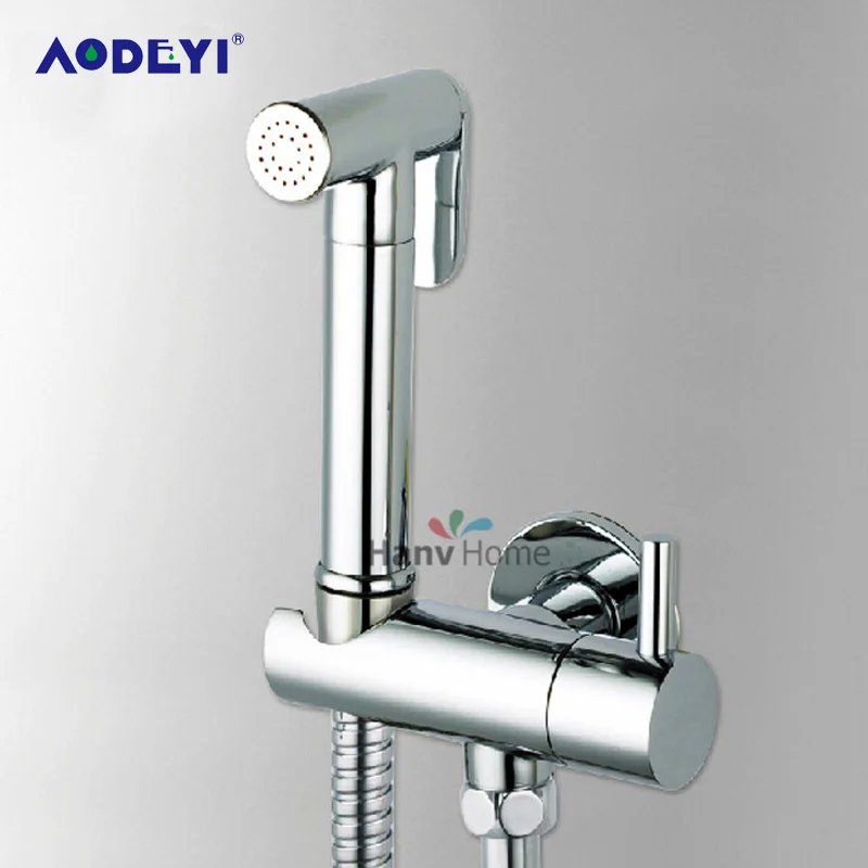 

AODEYI Brass Toliet Hand Held Bidet Spray Shower Set Shattaf Sprayer Douche Kit Jet Wall Bracket With Shut-Off Valve 1.2m Hose