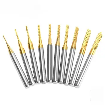 

BHTS-10pcs 1.5mm-3.175mm Carbide End Mill Engraving Bits For CNC Rotary Burrs