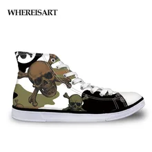 WHEREISART Camouflage Skull Shoes Men Casual Vulcanize Shoes Punk Skull Sneakers Classic High Top Canvas Shoes For Man Lace Up WHEREISART Camouflage Skull Shoes Men Casual Vulcanize Shoes Punk Skull Sneakers Classic High Top Canvas Shoes For Man Lace Up