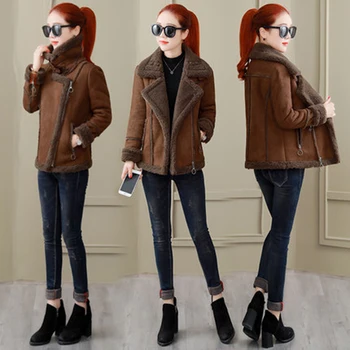 

2018 winter jackets fashion women's jacket Korean short suede buckskin thicken warm women's jacket coat ladies slim outerwear