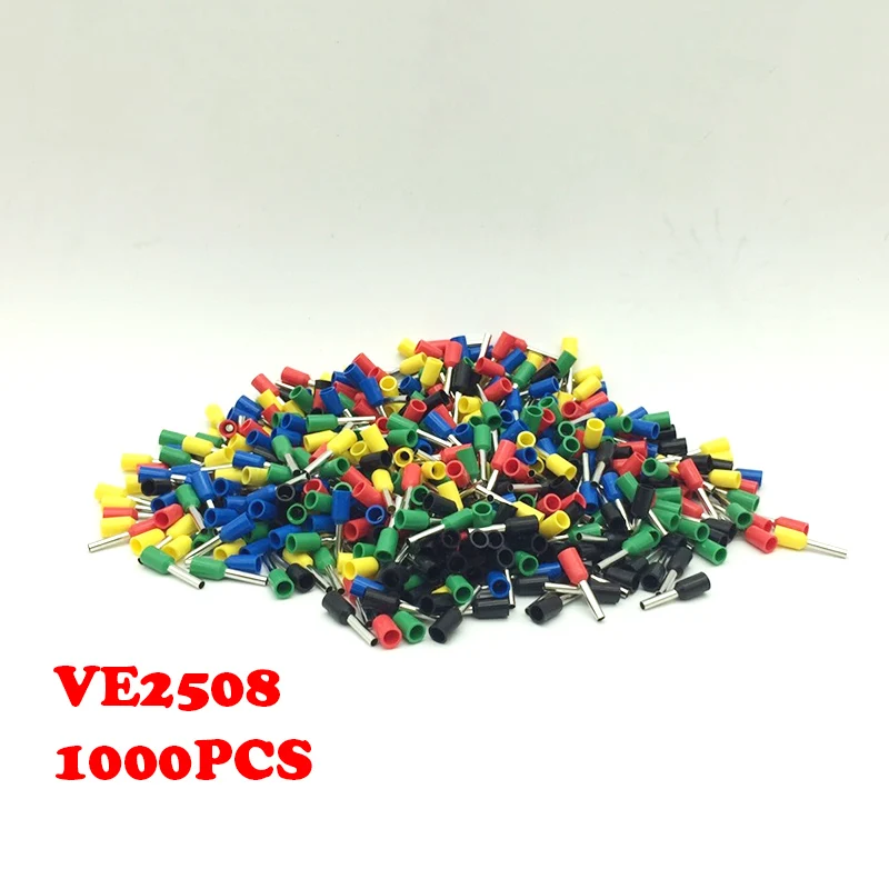 1000pcs VE2508 European terminals Needle terminal type pipe terminal tubular terminal pin E2508 mail bag