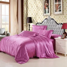 2016 hot! Soie Mitation couette rouge satin draps en coton solide satin housse de couette king size drap 3 / 4 pcs de ensembles de literie