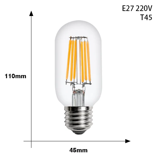 Светодиодный ламп накаливания E27 лампа подвесной светильник в стиле ретро 220V E14 2W 4W 6W 8W Винтаж Свеча светильник шар светодиодный Bombillas светодиодный лампа Эдисона - Испускаемый цвет: T45 Filament Bulb