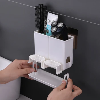 

Toothbrush Holder Wall-mounted mug toothbrush holder Bathroom Hand-held couple wash kit storage rack