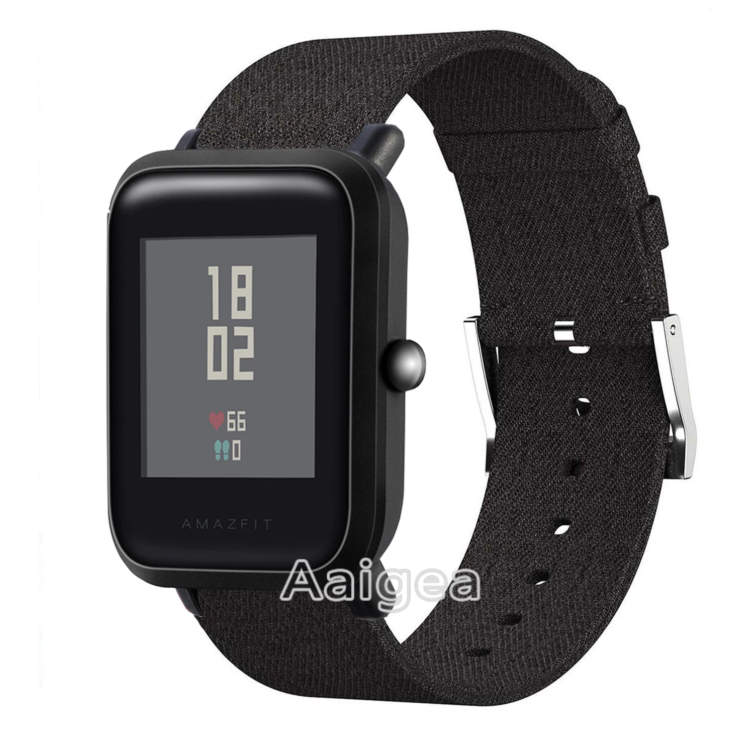 Тканый тканевый ремешок для часов для Xiaomi Huami Amazfit Bip BIT PACE Lite, Молодежные часы, сменный нейлоновый ремешок на запястье 20 мм, ремешок - Цвет: Черный