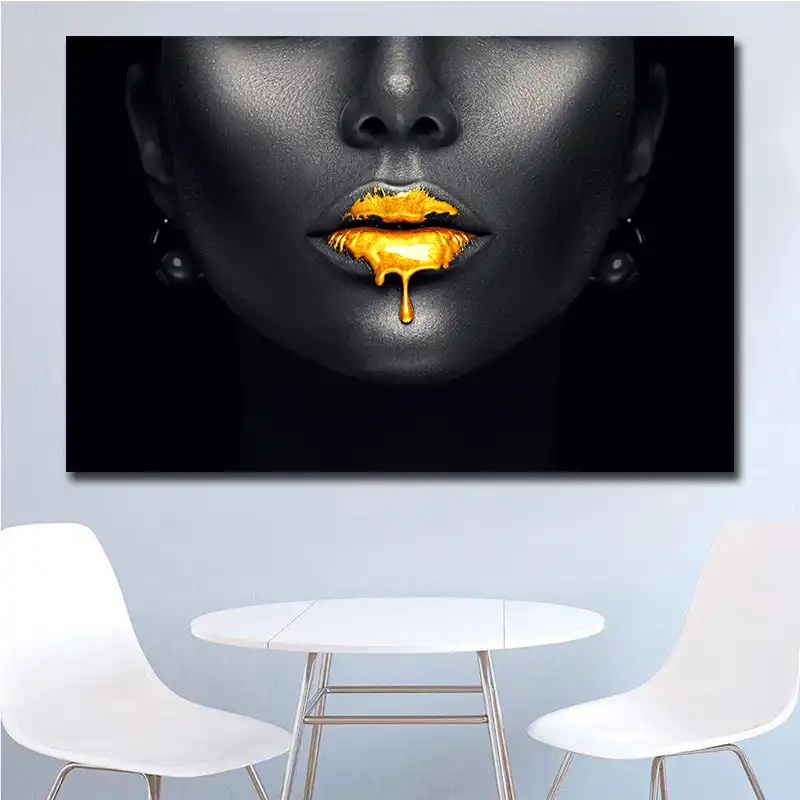 Arte Africano Sexy Labios Negros Lienzo Pintura Para Sala De Estar