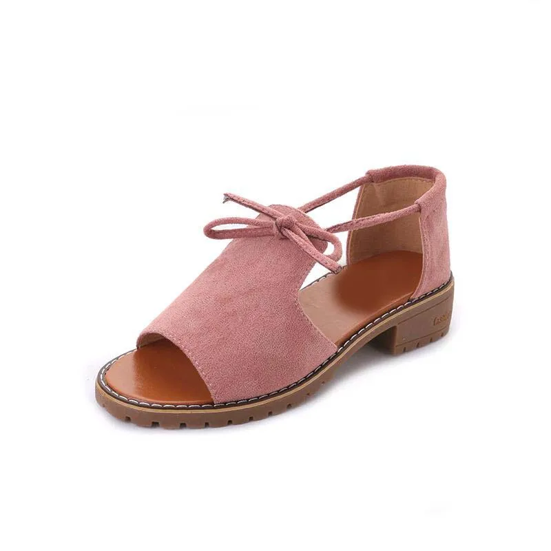

AREQW Brand 2018 New Thick with Sandals Female Summer Fish Mouth Buckle Roman Shoes Solid Color Low-heeled Women Sandals