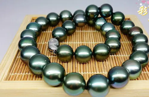 

FREE SHIPPING HOT sell new Style >>>>AAA++11-12mm natural tahitian blackgreen pearl necklace18inch