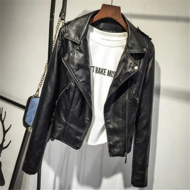 Весенняя Новая модная Высококачественная Женская Базовая уличная женская короткая куртка из искусственной кожи мотоциклетная Женская куртка