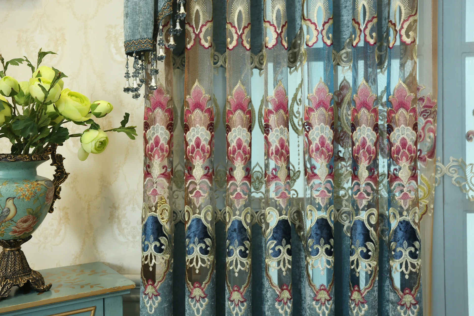 Slow Soul красочные синие новые высококачественные гостиная водорастворимые полые шторы европейские шторы для спальни кухни Роскошные