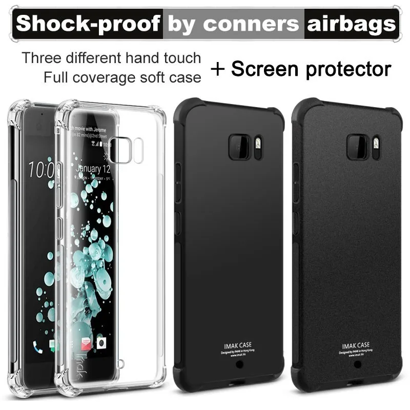 

sFor HTC U Ultra Case Cover IMAK Shock-Resistant Airbag Version Soft TPU Back Cover Case For HTC Ocean Note With Film