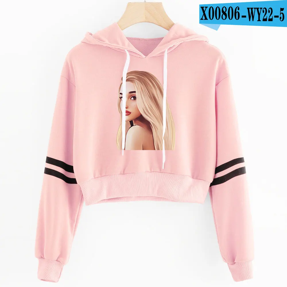 Pink Ariana Grande, женский сексуальный милый укороченный топ, худи, принт змеи, harajuku, горячая Распродажа, новые повседневные толстовки, свитшоты размера плюс - Цвет: Pink