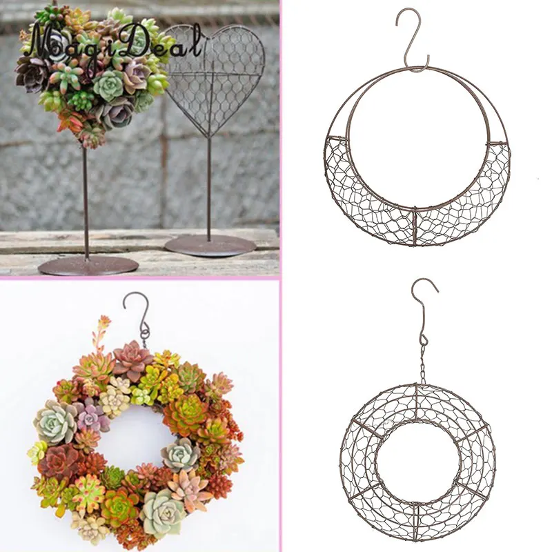 

Wire Wreath Frame Flowerpot Hanging Plant Holder for Succulent Plants
