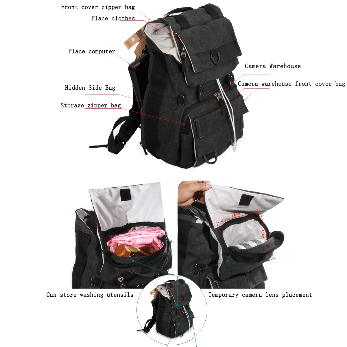 Сумка CAREELL DSLR Point& Shoot, сумка для камеры, рюкзак для камеры, универсальный рюкзак большой емкости для путешествий, для Canon/Nikon Digital Cam