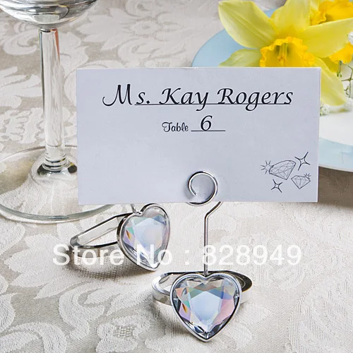 

Factory directly sale 40pcs/lot Wedding favor Heart shaped engagement ring place card/photo holders