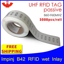 UHF RFID Метка стикер Impinj B42 EPC6C влажная инкрустация 915mhz868mhz860-960MHZ Higgs3 3000 шт клей пассивный RFID этикетка