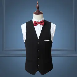 Однотонная одежда Для мужчин Костюмы жилеты мода Бизнес Свадебные Банкетный костюм жилет Для мужчин тонкий элегантный мужской жилет