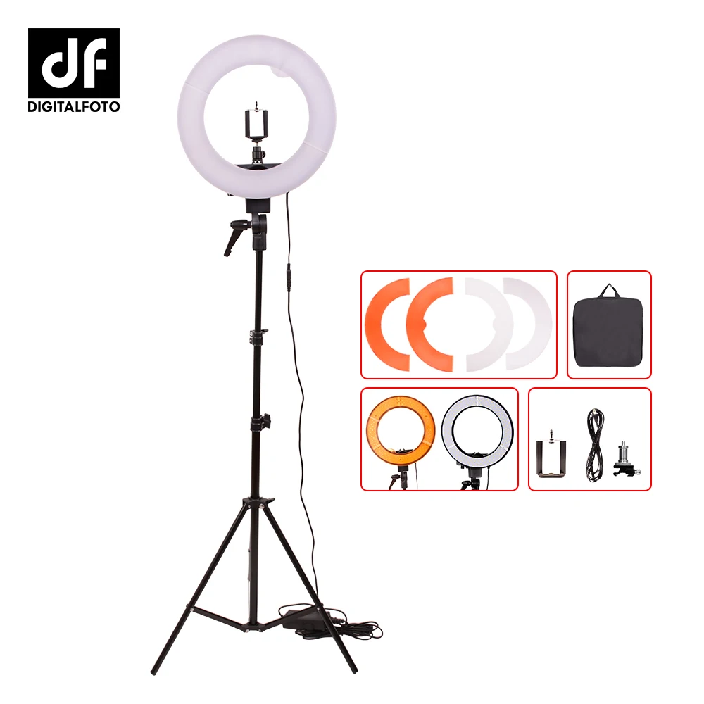 

DIGITALFOTO 12" 35W 5500K Dimmable 240pcs Warm Cold LED Ring Light for Photo Studio Phone Video Youtube shooting