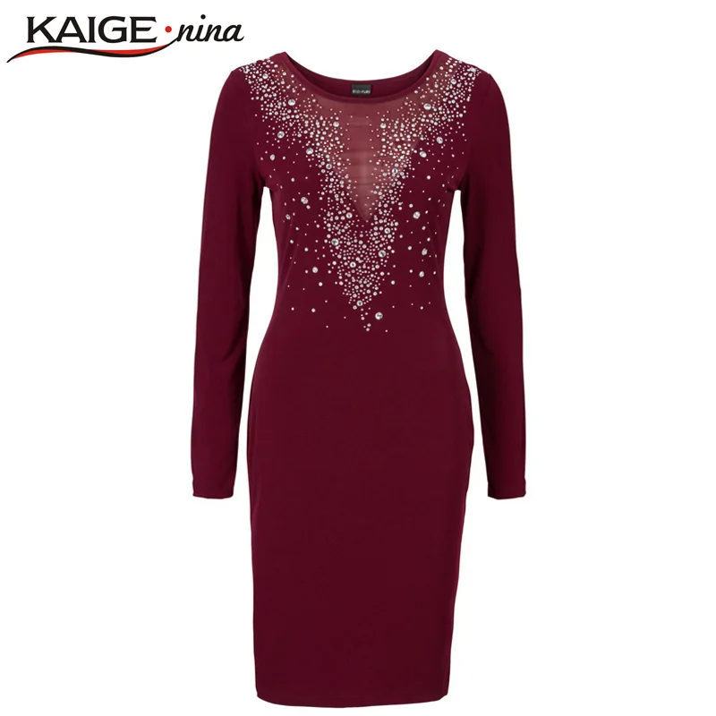 Kaige Nina женское осенне зимнее сексуальное Сетчатое платье повседневное модное до