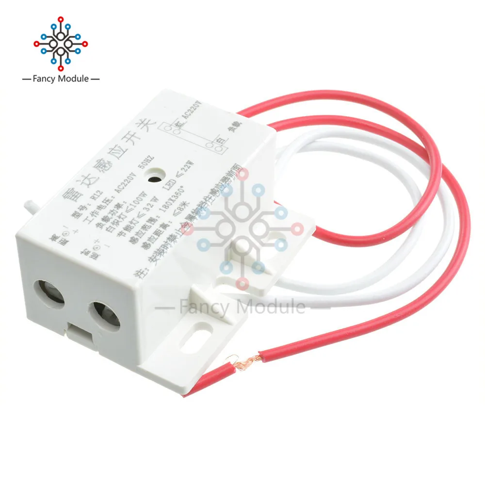 

AC 220V 50Hz Auto Infrared Sensor Switch PIR Microwave Radar Body Motion Sensor Module Adjustable -10 ~ 60 degrees Celsius