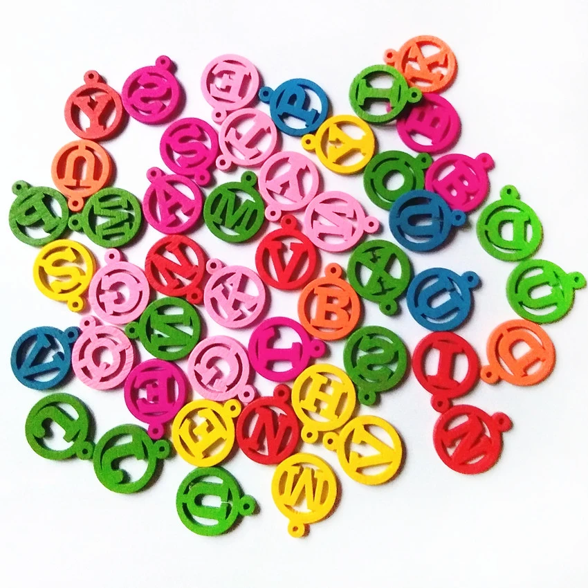

500piece/lot Mixed Color Mixed Letters Diy Wood Letters Small Pendant For Key Chains for Toy Letter Combinations DIY Accessories