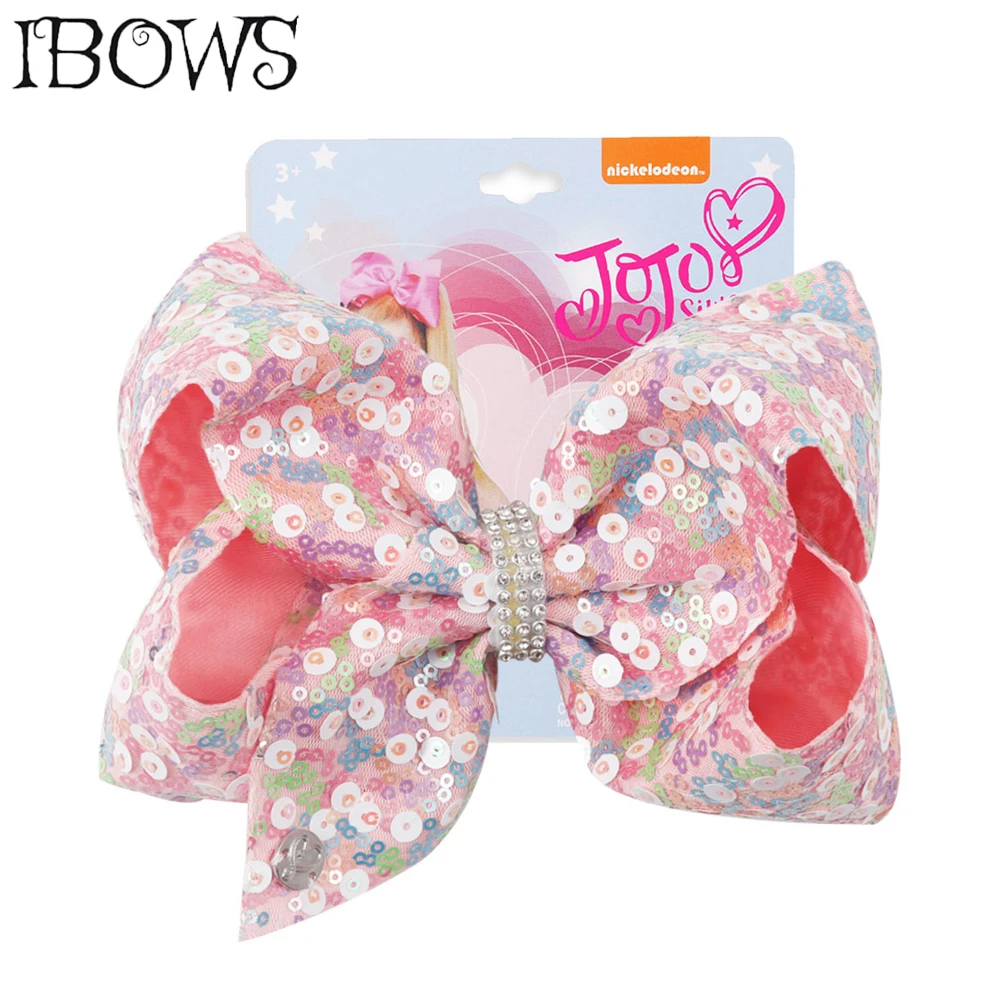 

7'' Big Rainbow Sequin Hair Bows Child Rhinestone Knot Hair Clips For Girls Candy Color Hairgrips DIY Headwear Hair Accessories