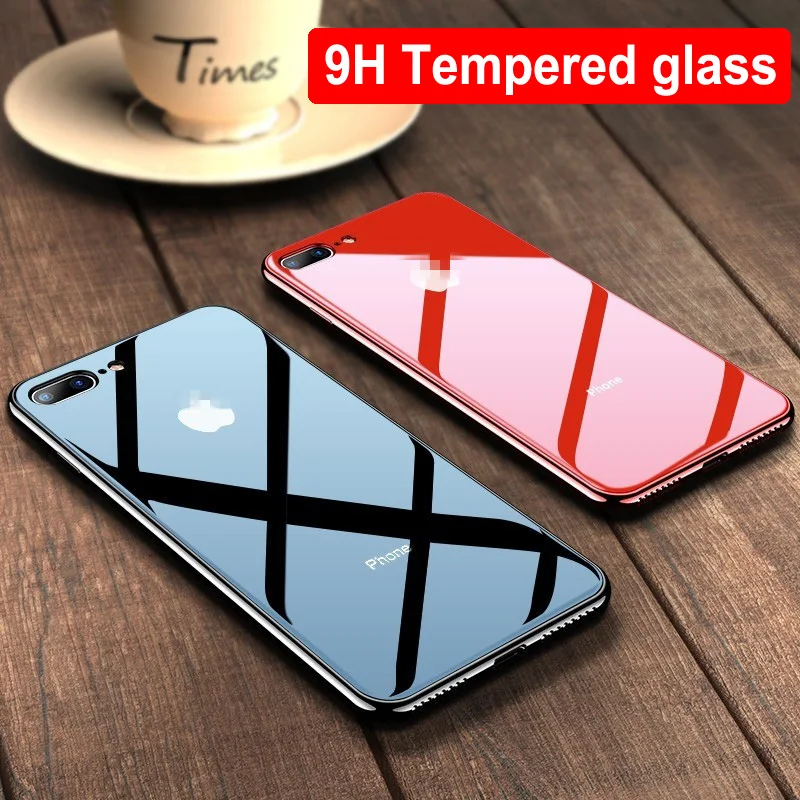 Роскошный чехол из закаленного стекла для телефона чехол для iPhone 7 6 S 8 Plus X 10 XR XS Max, ультра тонкий глянцевый черный красный iphone Роскошный чехол из закаленного стекла для телефона чехол для iPhone 7 6 S 8 Plus X 10 XR XS Max, ультра тонкий глянцевый черный красный iphone