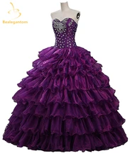 Bealegantom estoque quinceanera vestidos de baile 2019 cristais frisados rendas até doce 15 16 vestidos de 15 anos qa1100