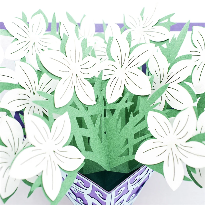 A bouquet of gardenia flowers 3D Pop UP Card Birthday Gift with envelope sticker laser cut invitati