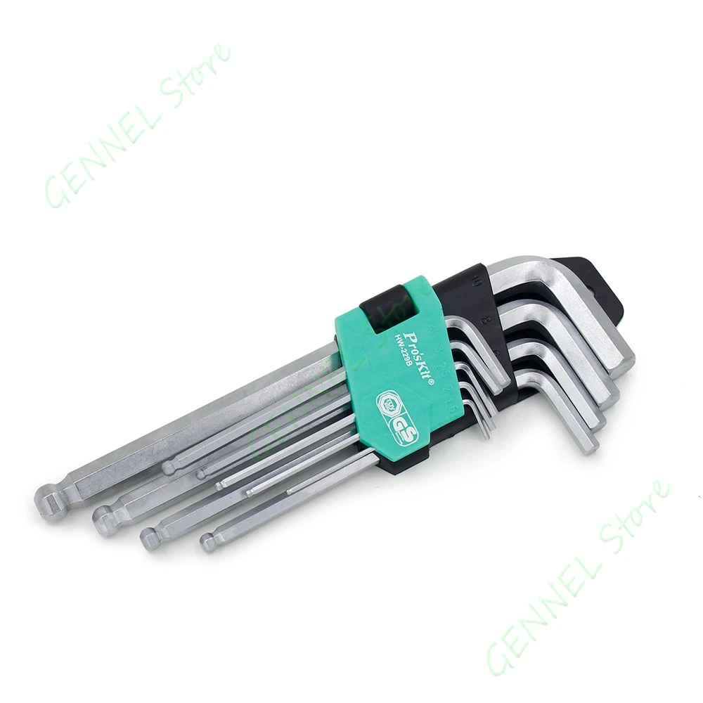 

9pcs/Set 1.5mm - 10mm Ball Point End Hex Long Arm Hexagon Allen L Wrench Repair Tool
