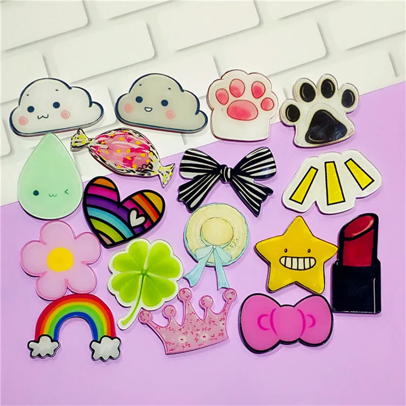 

1PCS Icon Free Shipping Kawaii Cloud flower crown star Badge Harajuku Acrylic Pin Badges Backpack Pins Icons for Clothing Gift