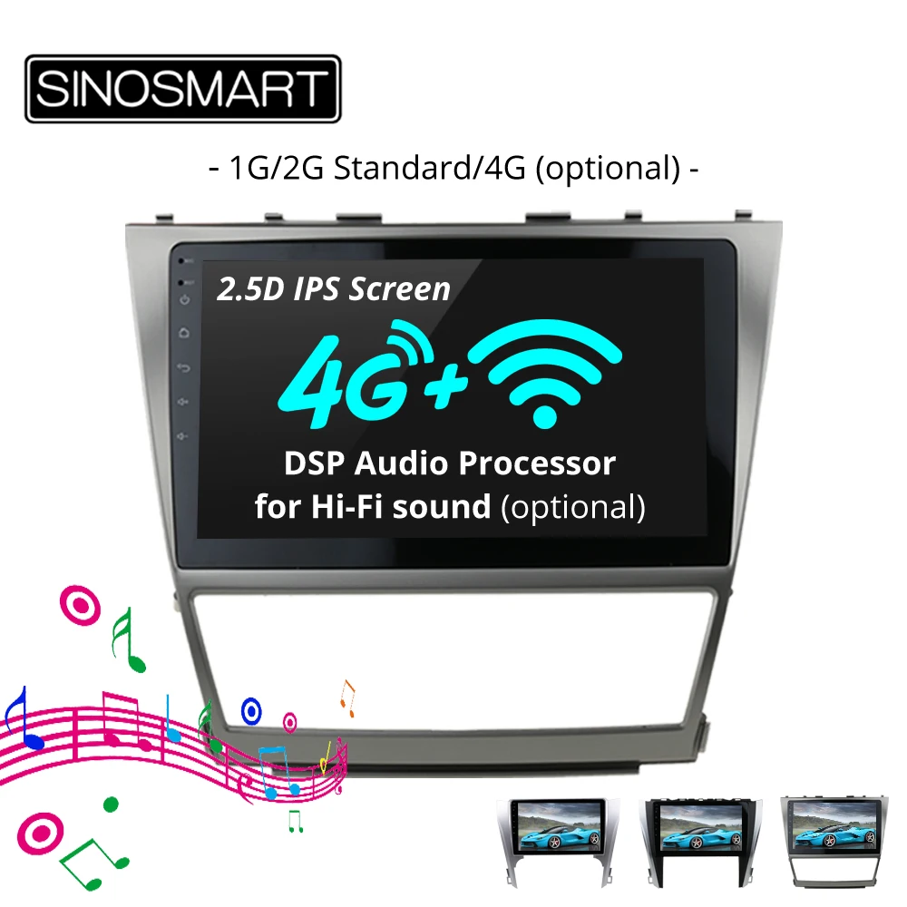 

SINOSMART 2.5D IPS/QLED Screen 1G/2G Car GPS Navigation Player for Toyota Camry/Orion 2006-2017 32EQ DSP, 4G RAM Optional