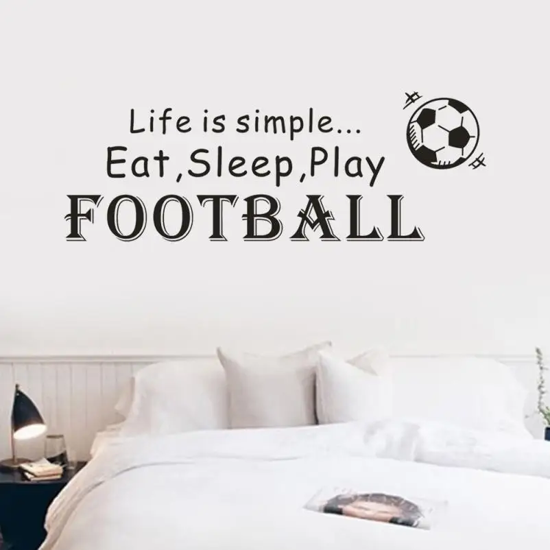1 шт. виниловая наклейка на стену с надписью "Life is simple play football soccer", украшение для дома, цитата, сделай сам, художественная Фреска, съемные наклейки на стену, плакат 803