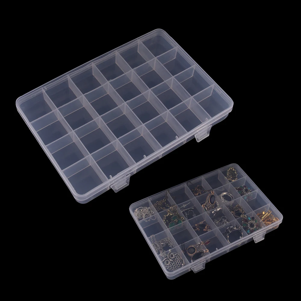 

1Pc Wholesale Transparent Nail Art Tips Gems Decoration Pill Jewelry Display Empty Storage Case Box 24 Cells
